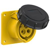 Pin and Sleeve Receptacle Outlet Devices 888-1371-NS IEC 60309 Panel Mount Receptacle Straight Type, IP67 Rated, 20 Amp 120 Volt, 4H, IEC 309 International Pin and Sleeve Devices 